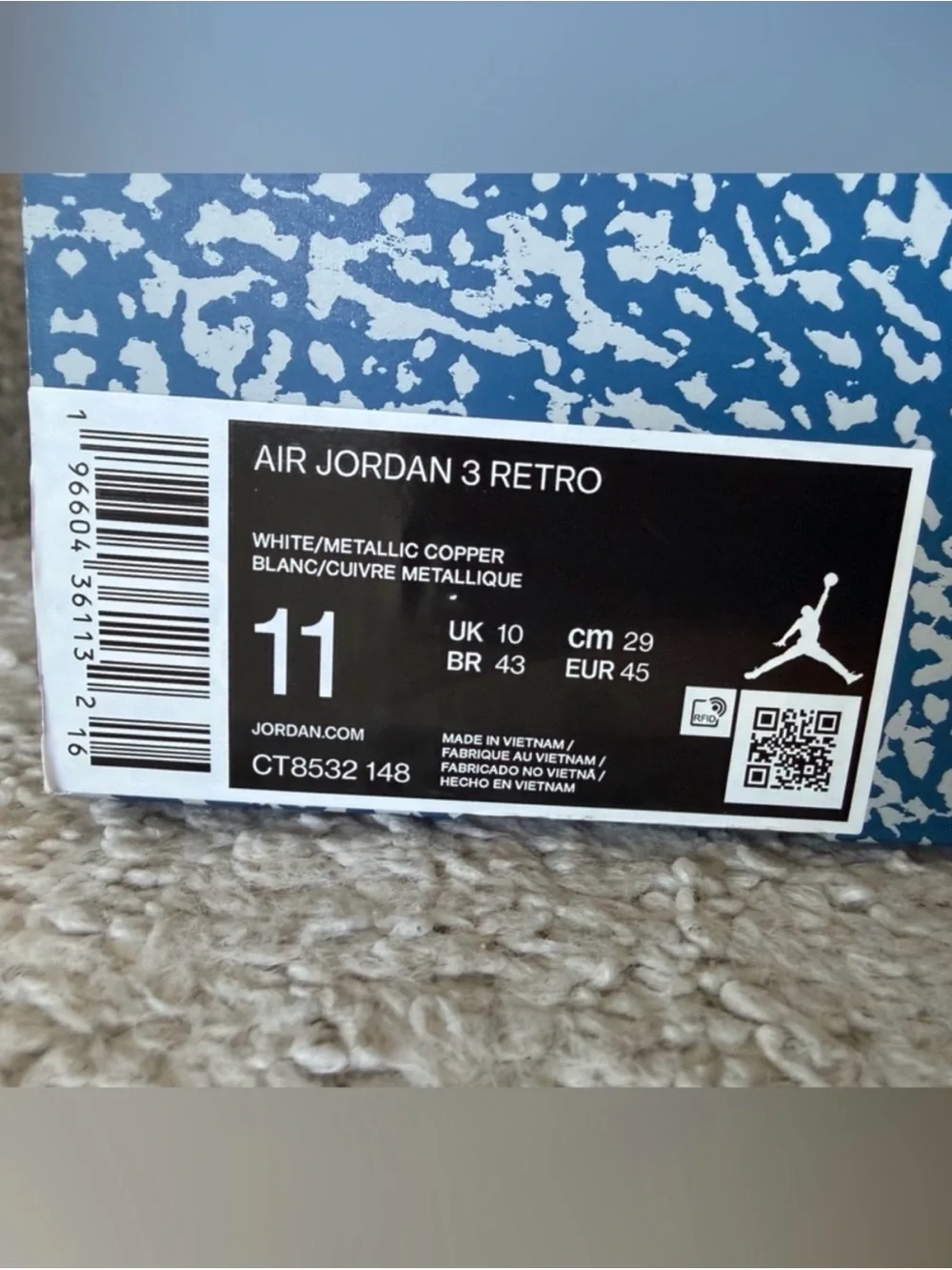 Jordan Retro Wizards Low White Blue with Elephant Print NEW WITH BOX